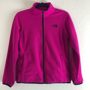 North Face Hot Pink Black Trim Fleece Zip Up size Large